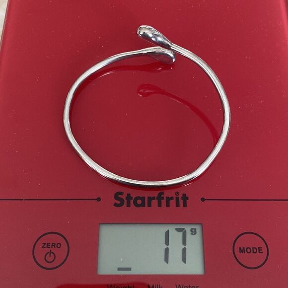 924 Sterling Silver Solid Teardrop Bypass Bracelet - Picture 6 of 6